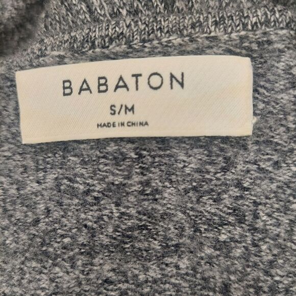 Babaton Aritzia Wool Linen Blend Black Gray V-Neck Pullover Top Women's Sz S/M - Picture 9 of 12